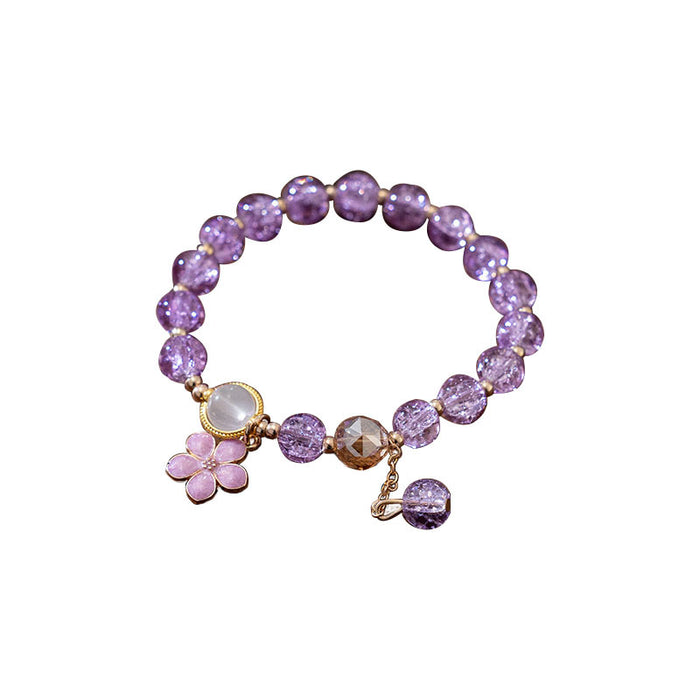 Wholesale Rainbow glass exploding amethyst bracelet, pink crystal bead bracelet, daisy bracelet wholesale