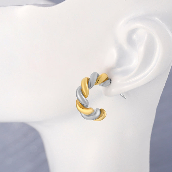 Wholesale Electroplating personalized lines intertwined geometric design stainless steel earrings fashionable earrings