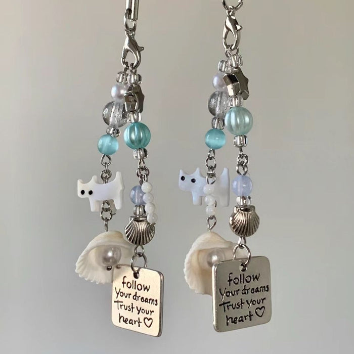 Wholesale original design new style small fresh summer cat shell  chain key