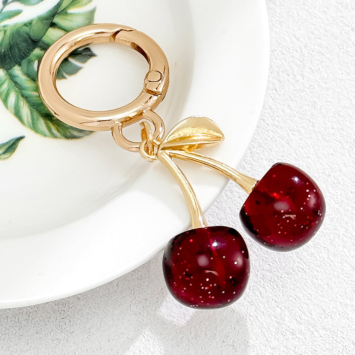 Wholesale Heart Buckle Cherry Keychain Cherry Bag Pendant