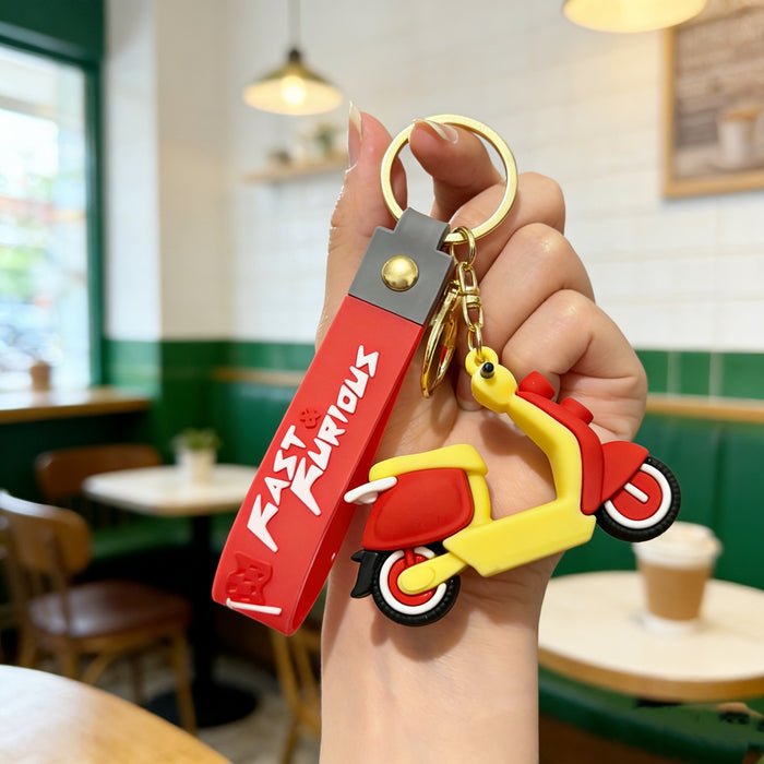 Wholesale Trendy Motorcycle Cartoon Silicone Keychain Decorative Accessory Wedding Gift