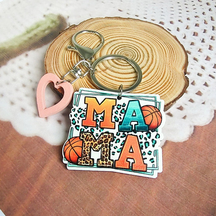 Wholesale 10PCS  Mother's Day MAMA Wooden Sign Keychain JDC-KC-TYS003