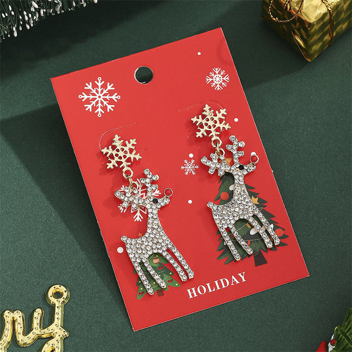 Wholesale New Christmas Earrings Cartoon Cute Creative Geometric Asymmetrical Christmas Tree Elk Earrings