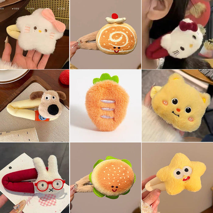 Wholesale Cute cartoon animal plush hair clips