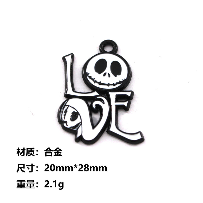 Wholesale 10pcs  Funny Skull Pumpkin Cartoon Accessories Alloy Oil Dropping Pendant Earrings Keychain