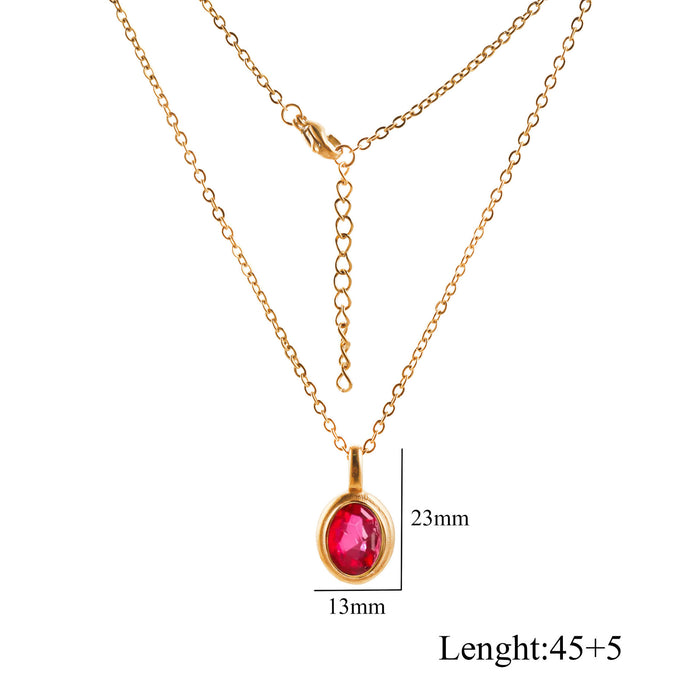 Wholesale Stainless Steel Oval Gemstone Choker Necklace