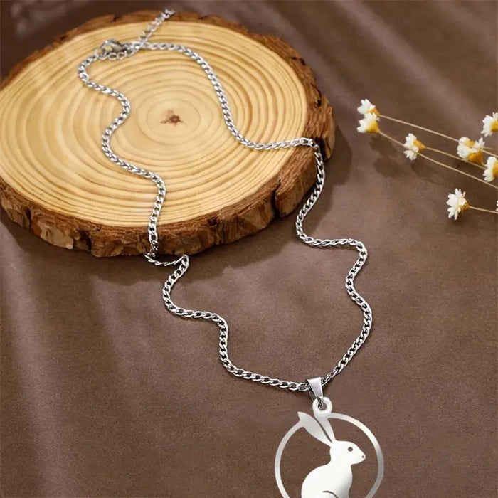 Wholesale Stainless steel rabbit necklace exclusively for fashionable new hollow collarbone chain titanium steel necklace