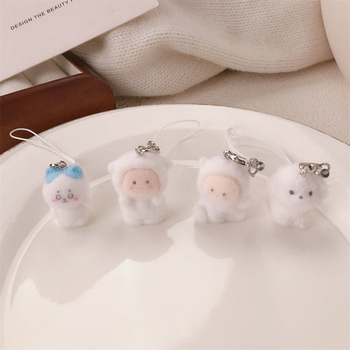 Wholesale Flocking Resin Bear Pendant Cute Pendant Bag Keychain Decorative Accessories