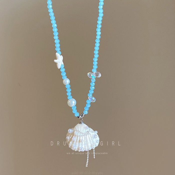 Wholesale Starfish Seashell Necklace Summer Vacation Collarbone Chain