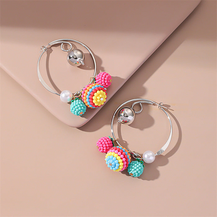 Wholesale Random Color Plum Ball Fashionable Small Fresh Color Earrings JDC-ES-Gute055