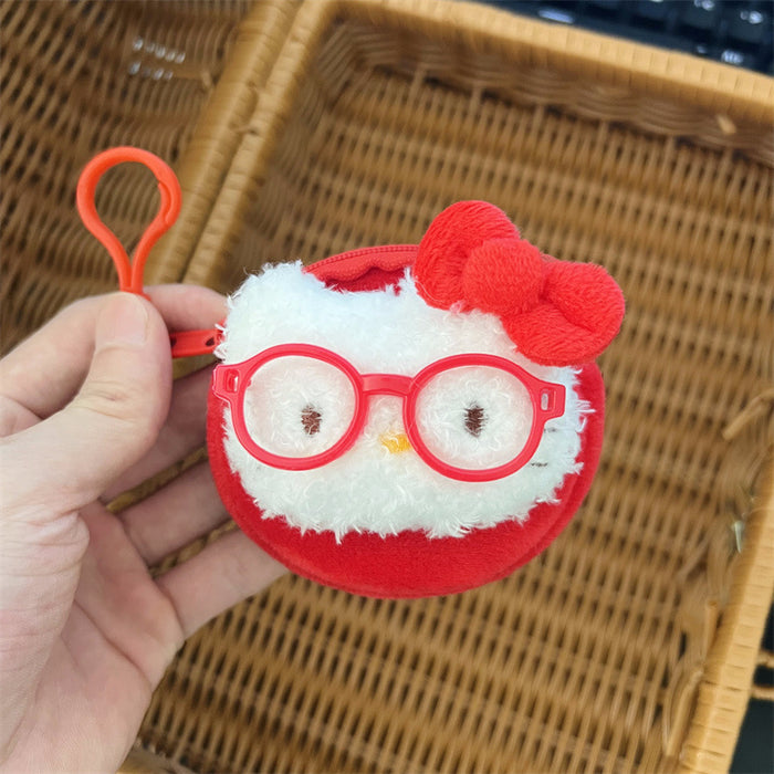 Wholesale 3D Cat Plush Mini Wallet with Glasses