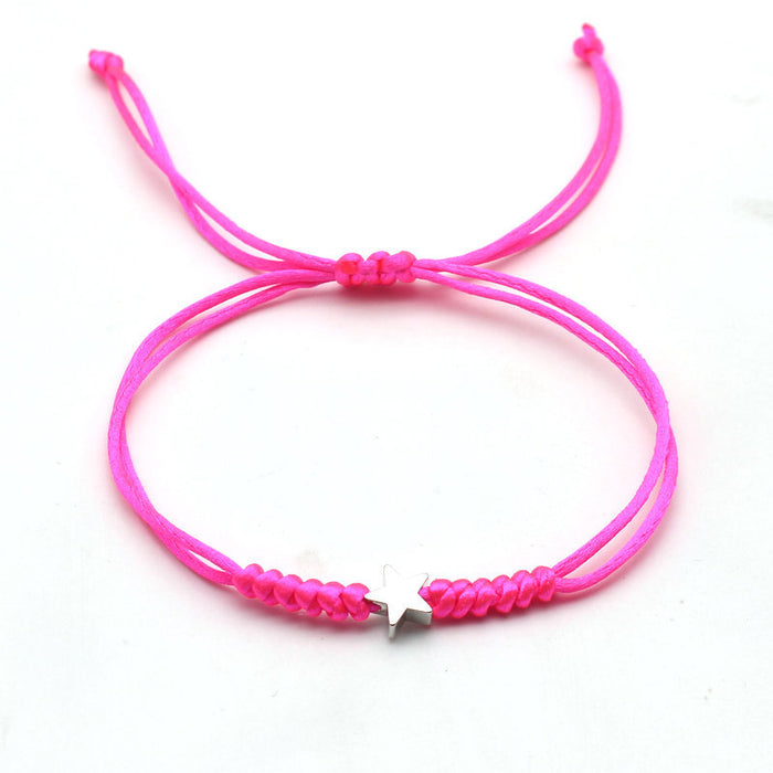 Wholesale Silver five-pointed star bracelet couple hand-woven red rope bracelet simple small jewelry