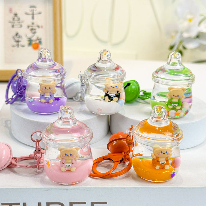 Wholesale bottle bear key chain bag pendant cute bear key chain small jewelry