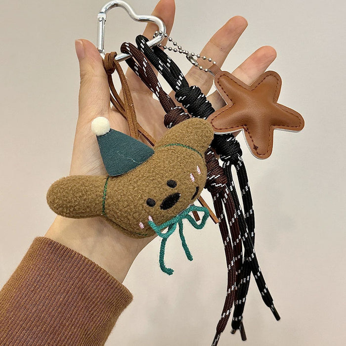 Wholesale Cute Plush Bear Bag Pendant Mountaineering Rope Hand Rope Cartoon Doll Hanging Car Keychain