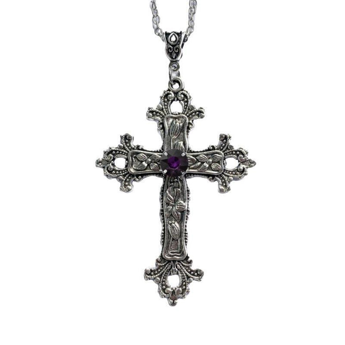 Wholesale Creative Flower Pattern Cross Diamond Necklace