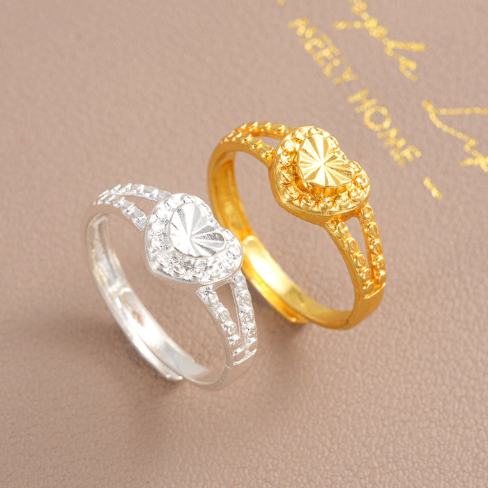 Wholesale Women's Ring Heart to Heart Sweet Fresh Opening Adjustable