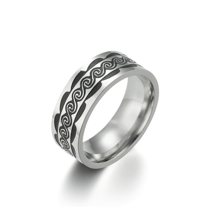 Wholesale  Corrosion Blackened Skull Titanium Steel Ring Retro Simple  Stainless Steel Ring