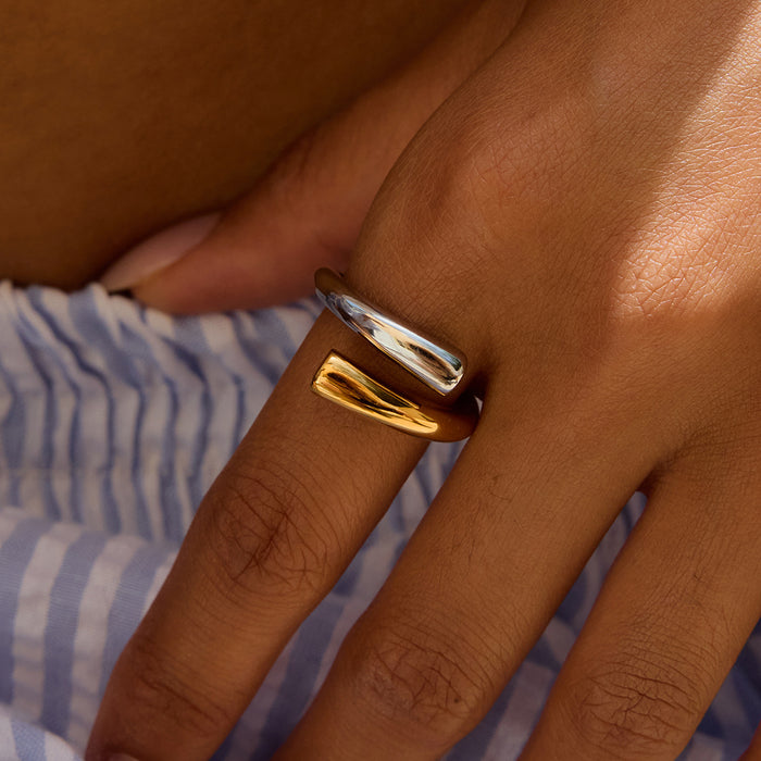 Wholesale stainless steel ring titanium steel gold and silver color matching jewelry