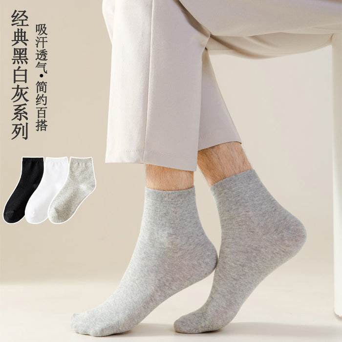 Wholesale Socks, mid tube, solid color, business men's socks, black and white long socks, no wash, odor proof