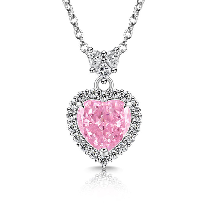 Wholesale Copper Heart Pendant Necklace Diamond Cut Padparadscha Style Fashion Accessory Gift