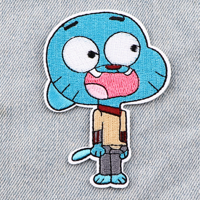 Wholesale Cartoon Embroidery Cloth Patches for Clothing and Bags Hot Melt Adhesive Backing Fabric