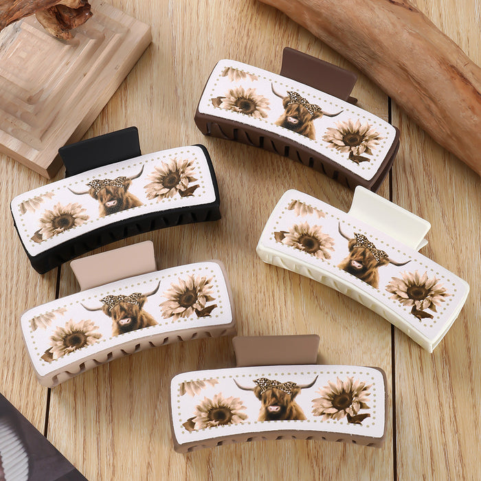 Wholesale Chrysanthemum White leather square Hair Clips