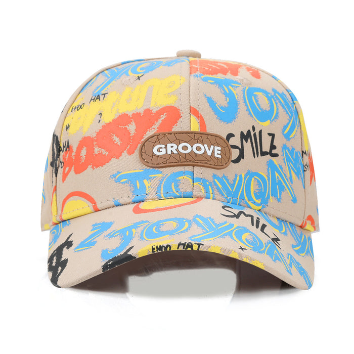 Wholesale wholesale Children's Street-fried Graffiti Baseball Cap Leather Label Cap
