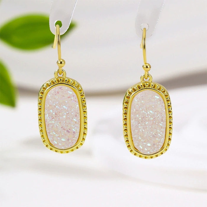 Wholesale Geometric Elliptical Resin Imitation Crystal Tooth Earrings