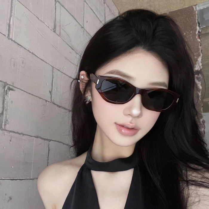 Wholesale Tea ink green sunglasses for women, round face for slimming, high-end sunglasses