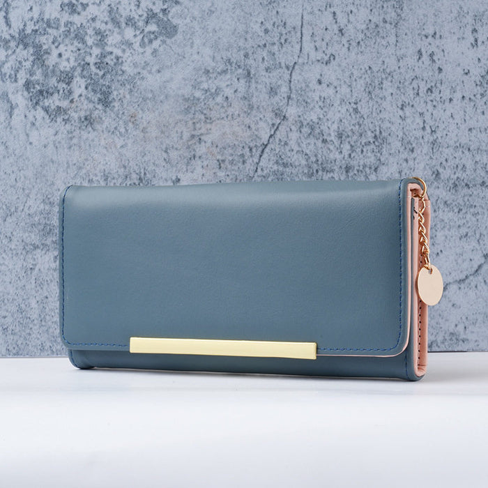 Wholesale Chic PU Long Wallet Black Solid Urban Simplicity Sequins Detail for Women
