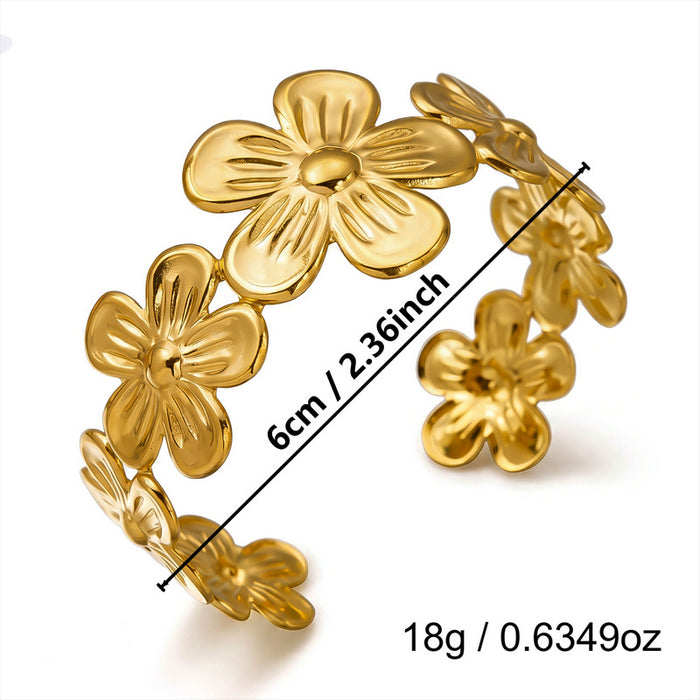 Wholesale Stylish Stainless Steel Open Cuff Bracelet Gold Plated Geometric Cutout Design