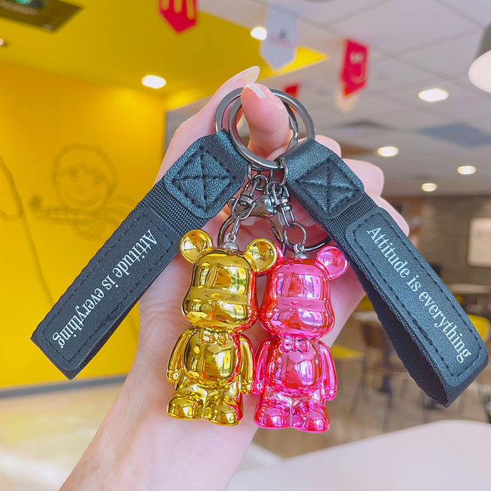 Wholesale Electroplating  bear schoolbag pendant small gift keychain accessories car key chain net red envelope bag ornaments
