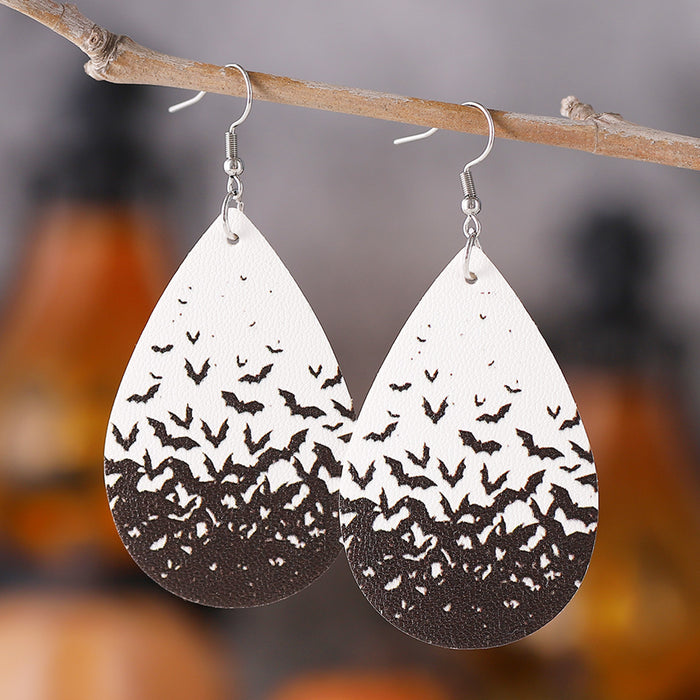 Wholesale  Gothic Style Skull  Web Black Cat Grimace Pumpkin Earrings Leather Earrings