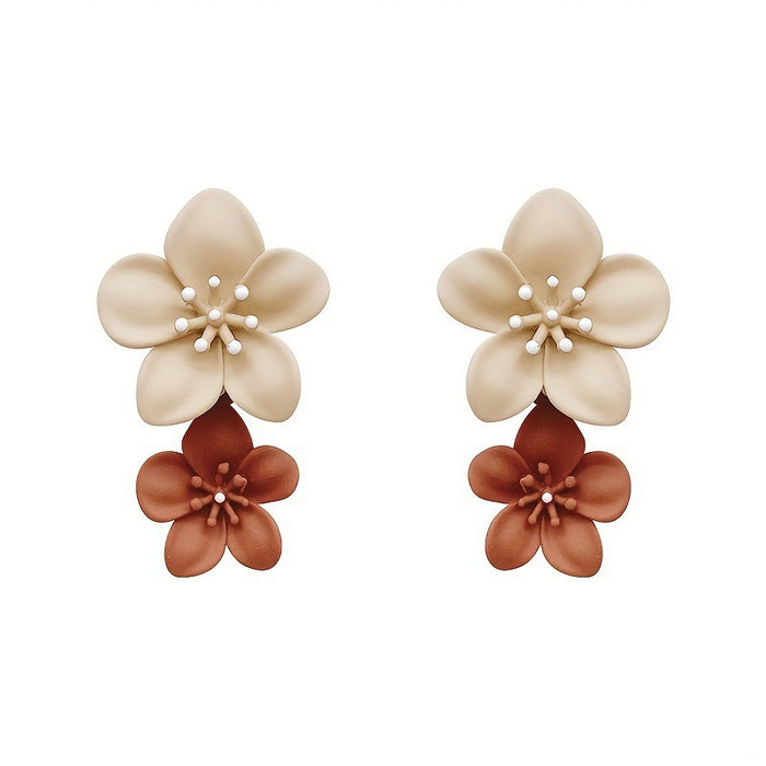 Wholesale Small niche design, contrasting colors, spray painted flower earrings, high-end sense, simple and versatile temperament, fashionable earrings, new
