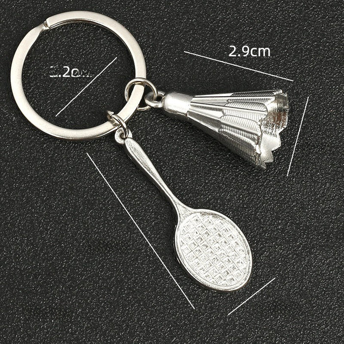 Wholesale Table tennis racket keychain, badminton tennis keychain, metal baked paint pendant, gift