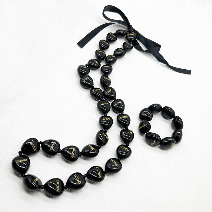 Wholesale Acrylic Imitation Nut Ribbon Knot Graduation Season Ribbon Wreath Necklace