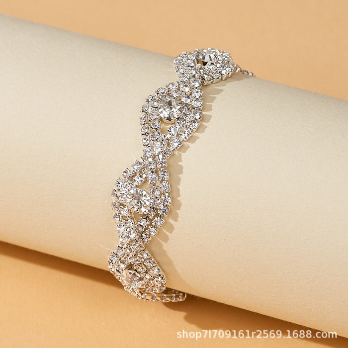 Wholesale rhombus geometric diamond-encrusted rhinestone bracelet