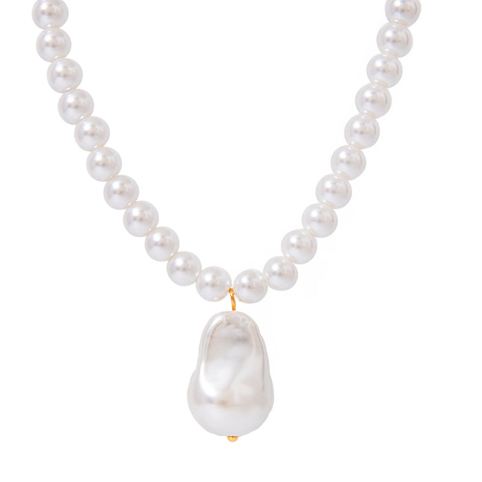 Wholesale Stainless Steel Glass Acrylic Baroque Pearl Necklace Titanium Steel Necklace Jewelry