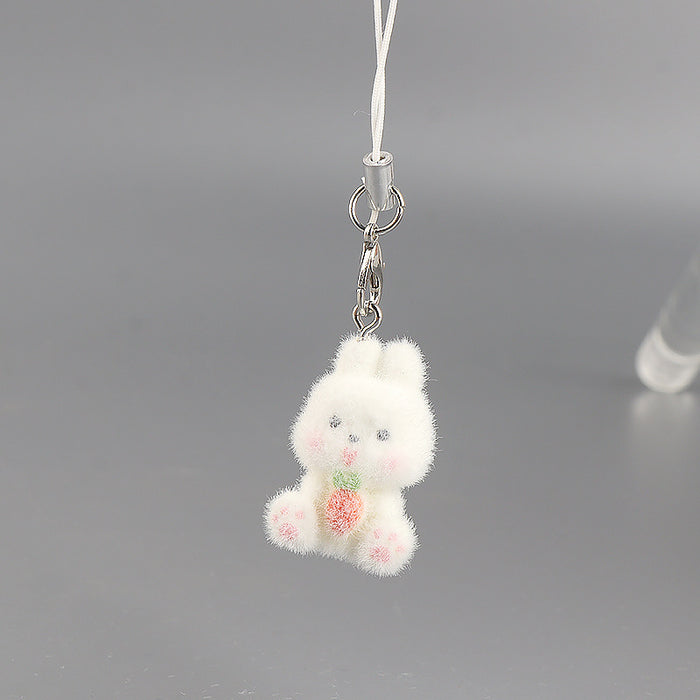 Wholesale Creative Cute Pet Pendant Flocked Small Animal 3D Bag Accessory Keychains