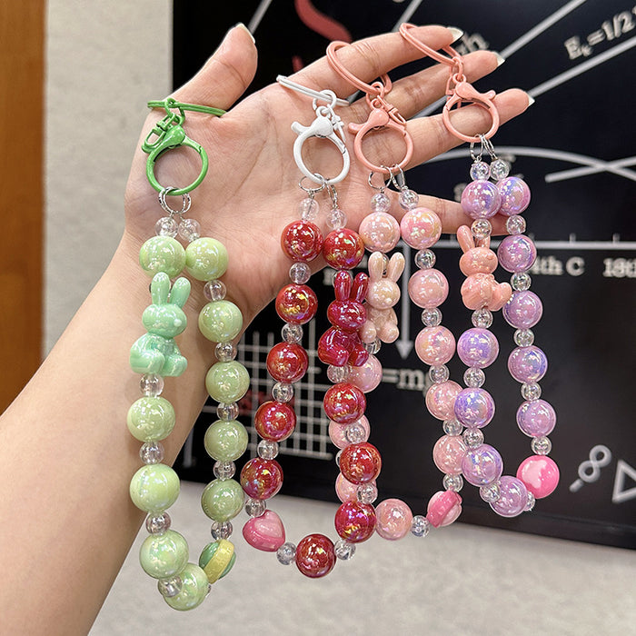 Wholesale Beaded Acrylic Keychain DIY Small Pendant Key Hanging Decoration Car Keychain