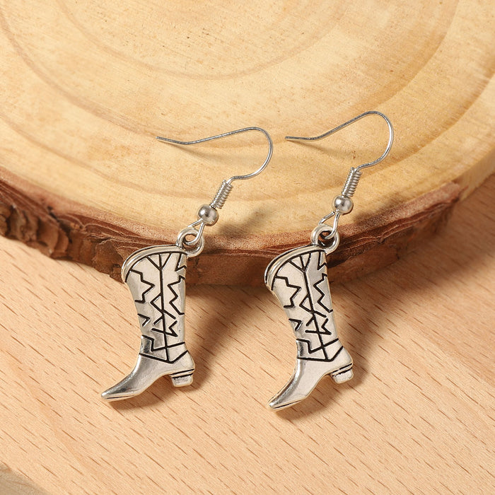 Wholesale Western Cowboy Geometric Pendant Ear Hook Earrings Creative Jewelry
