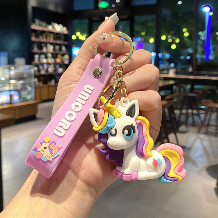 Wholesale Metal Rainbow Unicorn Pony Keychain Stylish Bag Charm For Students Great Gift For Everyday Use