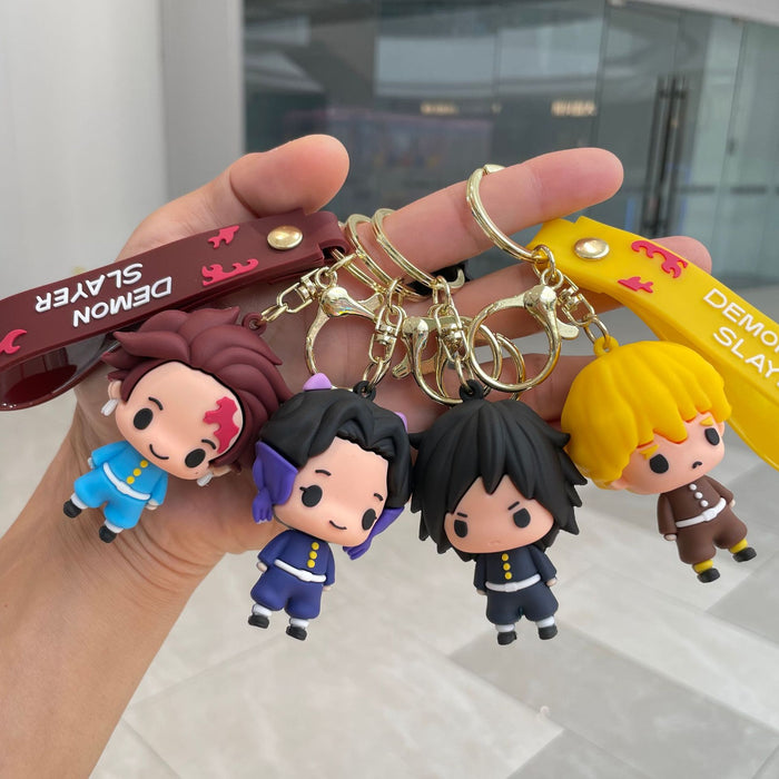 Wholesale Q-version keychain, backpack pendant, soft rubber figurine, car keychain, student gift