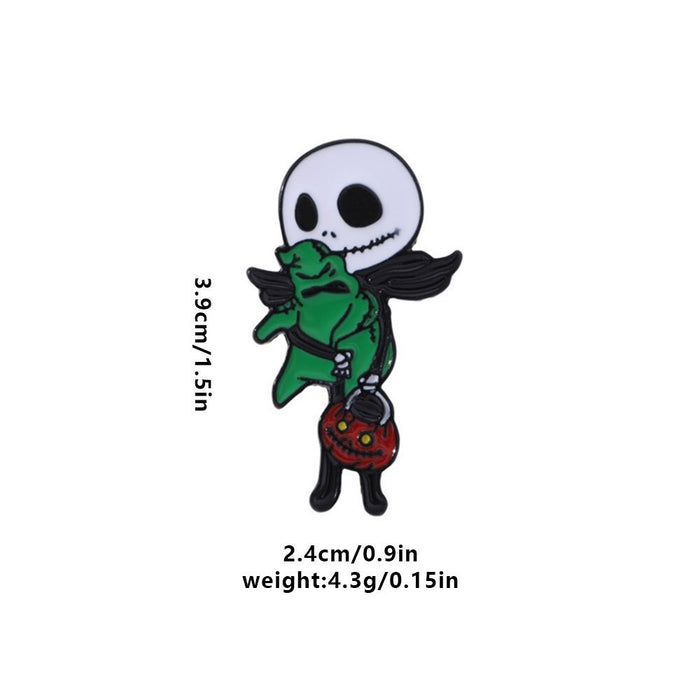 Wholesale  Skull Disc Brooch Pin Zinc Alloy Dripping Oil Finish Trendy Party Accessory