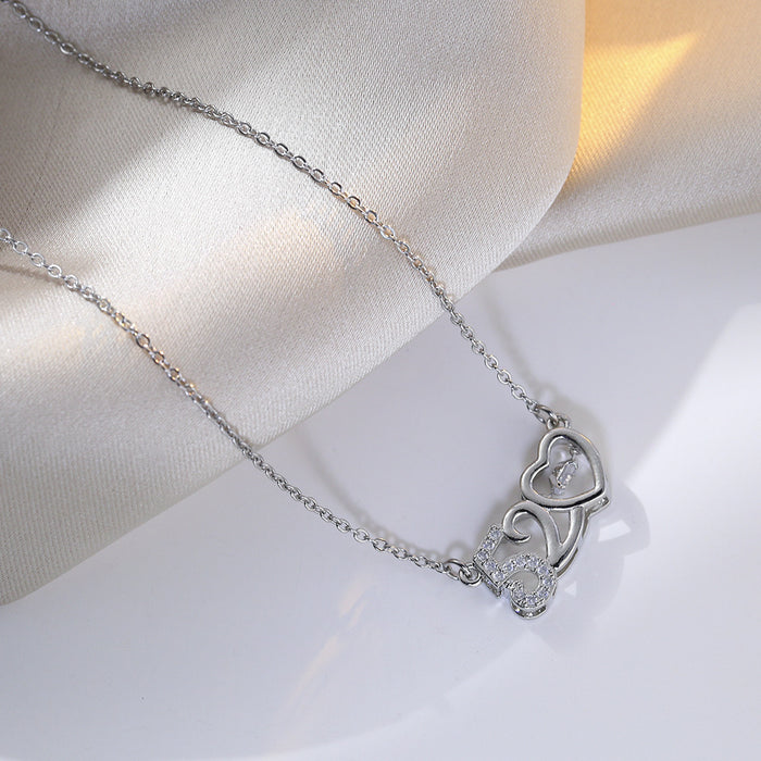 Wholesale Titanium steel necklace, fashionable heart-shaped zircon pendant necklace