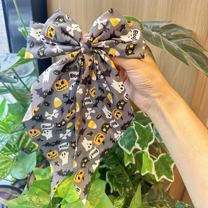 Wholesale  pumpkin ghost print bow spring clip funny ghost pattern hairpin dark style hair accessories