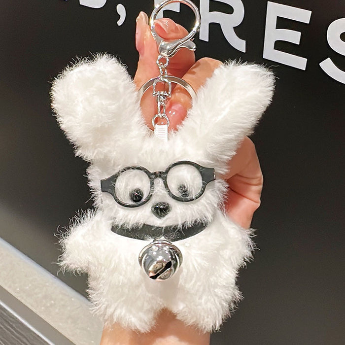 Wholesale Glasses Straw Puppy Plush Keychain