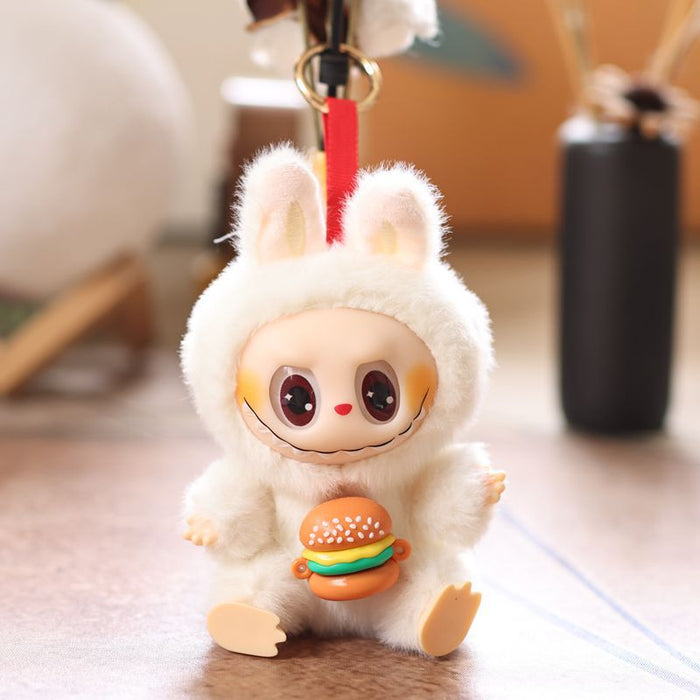 Wholesale Cute vinyl French fries hamburger rabbit pendant plush toy doll bunny bag pendant keychain