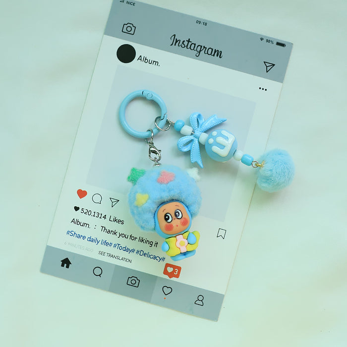 Wholesale Flocked Apple Star Cute Small Pendant Cute Silicone Doll Keychain