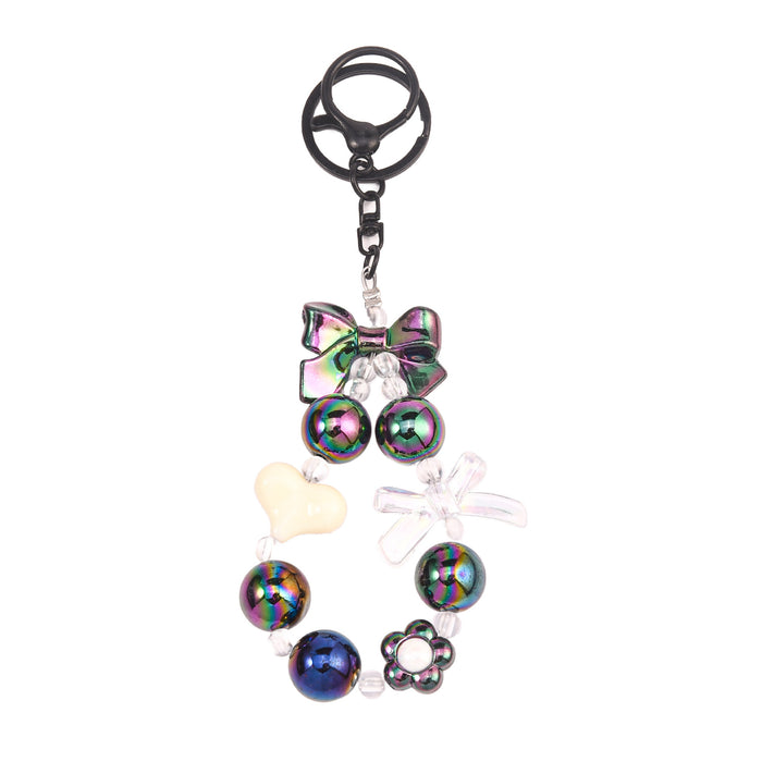 Wholesale Fresh Candy Color Plated Beaded Keychain Small Pendant Bow